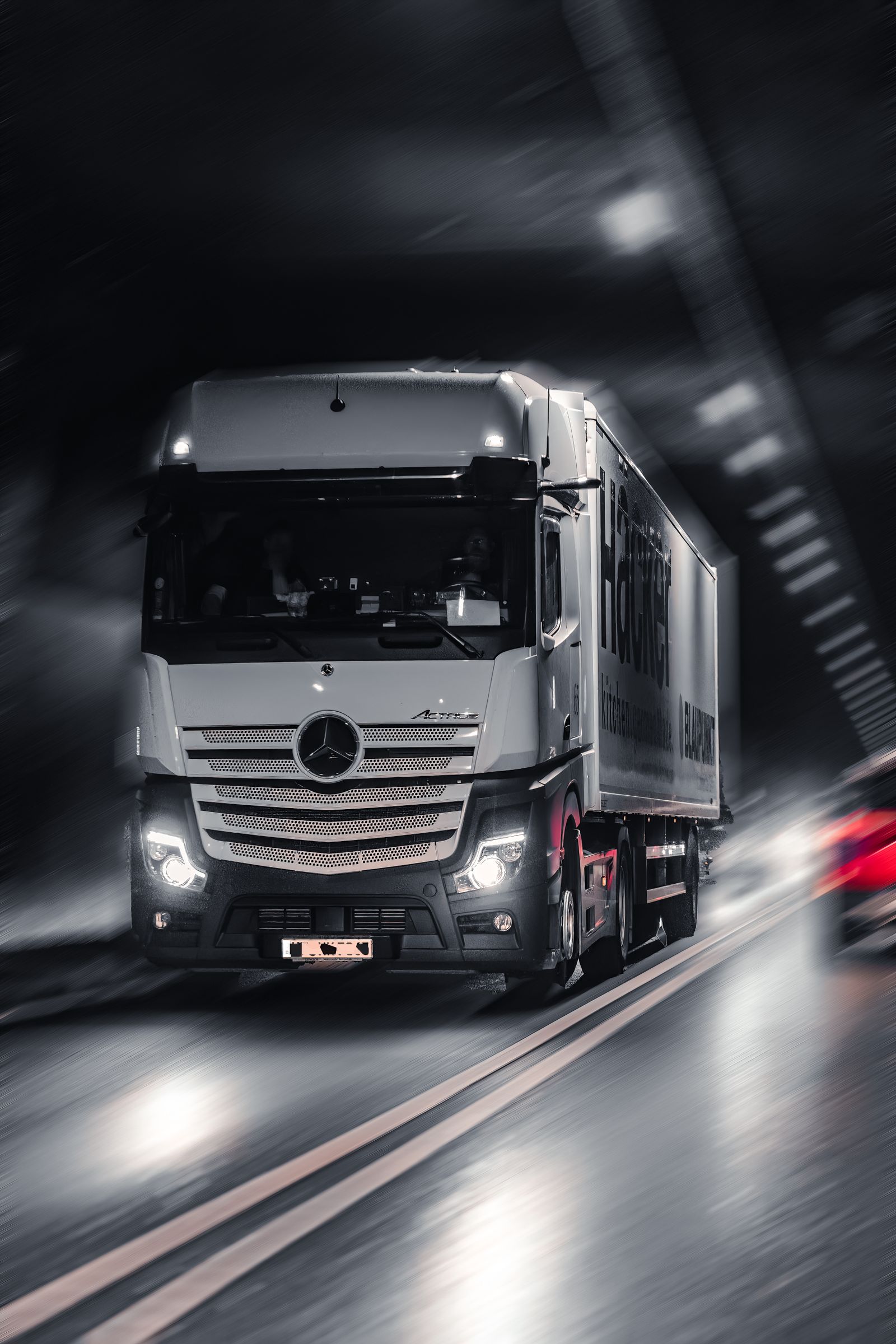 Mercedes-Benz Actros heavy truck at speed